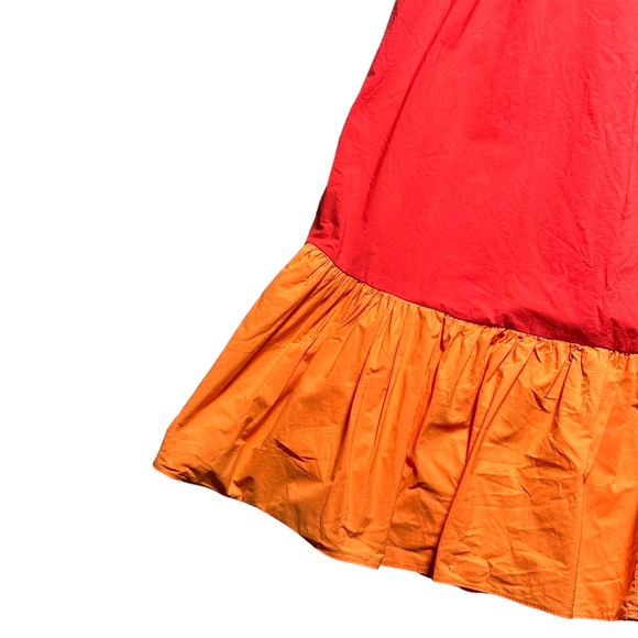 Rhode Eloise Puff Sleeve Colorblock Midi Dress in Strawberry Multi Colored US M - Picture 13 of 15